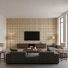 Island Weaves Clipper | Maya Romanoff - Living Room Visualization (AI-generated, may not be to scale. Verify pattern scale with product specifications.)