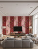 Vine Blots | Crimson & Fuchsia Blaze Wallpaper - Living Room Visualization (AI-generated, may not be to scale. Verify pattern scale with product specifications.)