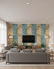 Vine Blots | Sky & Sand Wallpaper - Living Room Visualization (AI-generated, may not be to scale. Verify pattern scale with product specifications.)