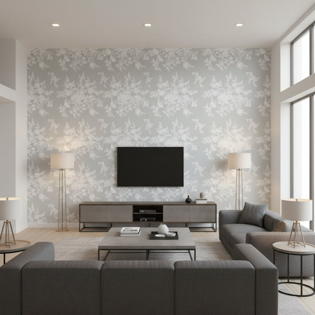 Vintage Dauphine Drawing Room |    Ralph Lauren - Living Room Visualization (AI-generated, may not be to scale. Verify pattern scale with product specifications.)