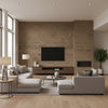 Weathered Metals - Platinum | Maya Romanoff - Living Room Visualization (AI-generated, may not be to scale. Verify pattern scale with product specifications.)