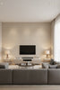 Weathered Metals - Metallic Taupe | Maya Romanoff - Living Room Visualization (AI-generated, may not be to scale. Verify pattern scale with product specifications.)
