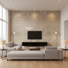 Zen Garden - Ishi Greige | Maya Romanoff - Living Room Visualization (AI-generated, may not be to scale. Verify pattern scale with product specifications.)