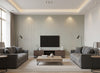 Astratto Mist | Romo - Living Room Visualization (AI-generated, may not be to scale. Verify pattern scale with product specifications.)