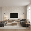 Mikado Ivory | Romo - Living Room Visualization (AI-generated, may not be to scale. Verify pattern scale with product specifications.)