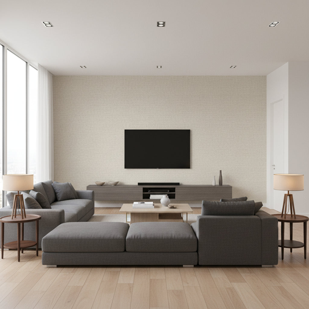 Edie Arborio | Romo - Living Room Visualization (AI-generated, may not be to scale. Verify pattern scale with product specifications.)