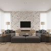Floris Wallcovering Spring Rose Rose | Romo - Living Room Visualization (AI-generated, may not be to scale. Verify pattern scale with product specifications.)