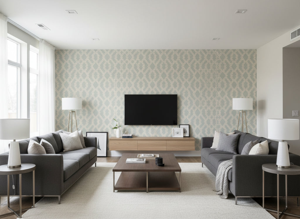 Danton Lovat | Romo - Living Room Visualization (AI-generated, may not be to scale. Verify pattern scale with product specifications.)