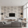 Pacaya Silver Birch | Romo - Living Room Visualization (AI-generated, may not be to scale. Verify pattern scale with product specifications.)