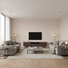 Lyra Wild Rose | Romo - Living Room Visualization (AI-generated, may not be to scale. Verify pattern scale with product specifications.)