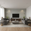 Lyra French Grey | Romo - Living Room Visualization (AI-generated, may not be to scale. Verify pattern scale with product specifications.)