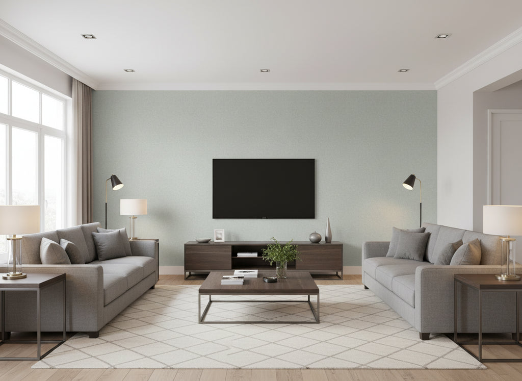 Lyra Lovat | Romo - Living Room Visualization (AI-generated, may not be to scale. Verify pattern scale with product specifications.)