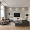 Dufrene Tweed | Romo - Living Room Visualization (AI-generated, may not be to scale. Verify pattern scale with product specifications.)