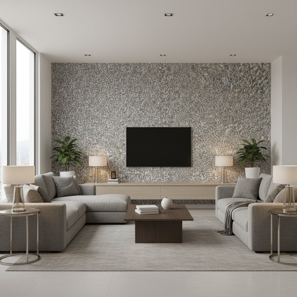 Dufrene Lava Rock | Romo - Living Room Visualization (AI-generated, may not be to scale. Verify pattern scale with product specifications.)