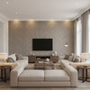 Ezri Gunmetal | Romo - Living Room Visualization (AI-generated, may not be to scale. Verify pattern scale with product specifications.)