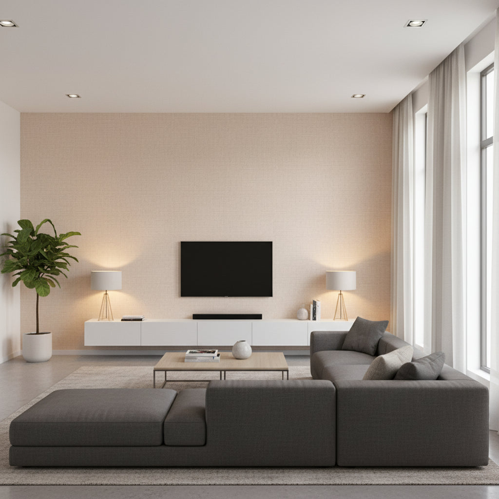 Inez Rose | Romo - Living Room Visualization (AI-generated, may not be to scale. Verify pattern scale with product specifications.)