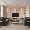 Pluma Blush | Romo - Living Room Visualization (AI-generated, may not be to scale. Verify pattern scale with product specifications.)