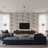 Delilah Moonstone | Romo - Living Room Visualization (AI-generated, may not be to scale. Verify pattern scale with product specifications.)