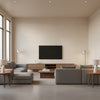 Esai Seagrass Embossed Chalk | Romo - Living Room Visualization (AI-generated, may not be to scale. Verify pattern scale with product specifications.)