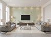 Ciro Abaca Embossed Verdigris | Romo - Living Room Visualization (AI-generated, may not be to scale. Verify pattern scale with product specifications.)