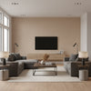 Neo Linen Embossed Doeskin | Romo - Living Room Visualization (AI-generated, may not be to scale. Verify pattern scale with product specifications.)