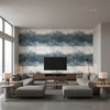Cielo Mural Tempest | Romo - Living Room Visualization (AI-generated, may not be to scale. Verify pattern scale with product specifications.)