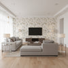 Mima Tamarind | Romo - Living Room Visualization (AI-generated, may not be to scale. Verify pattern scale with product specifications.)