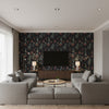 Mima Twilight | Romo - Living Room Visualization (AI-generated, may not be to scale. Verify pattern scale with product specifications.)