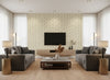 Aubin Caper | Romo - Living Room Visualization (AI-generated, may not be to scale. Verify pattern scale with product specifications.)