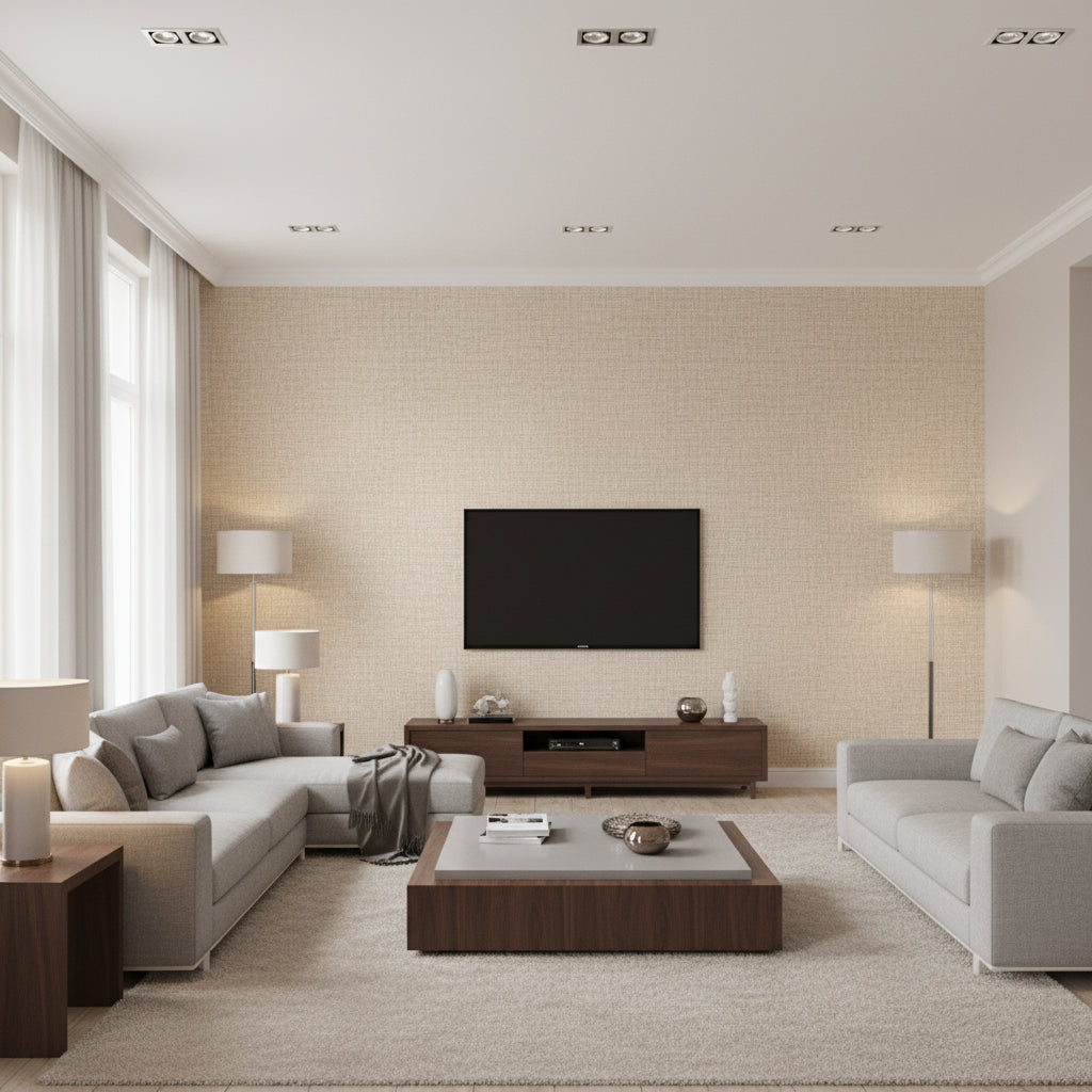 Tali Doeskin | Romo - Living Room Visualization (AI-generated, may not be to scale. Verify pattern scale with product specifications.)