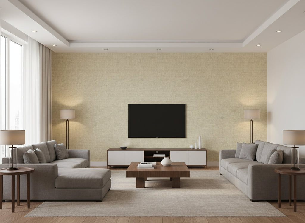Tali Artichoke | Romo - Living Room Visualization (AI-generated, may not be to scale. Verify pattern scale with product specifications.)