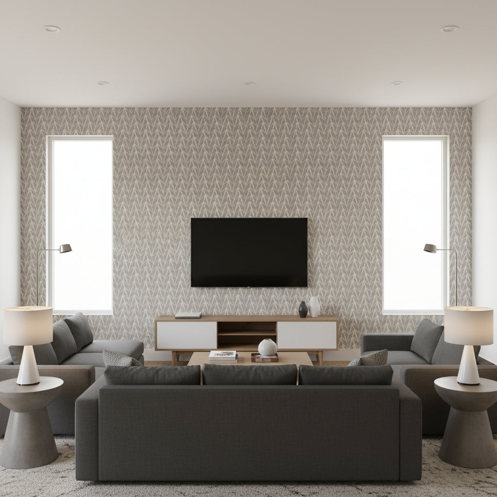 Sascha Cinder | Romo - Living Room Visualization (AI-generated, may not be to scale. Verify pattern scale with product specifications.)