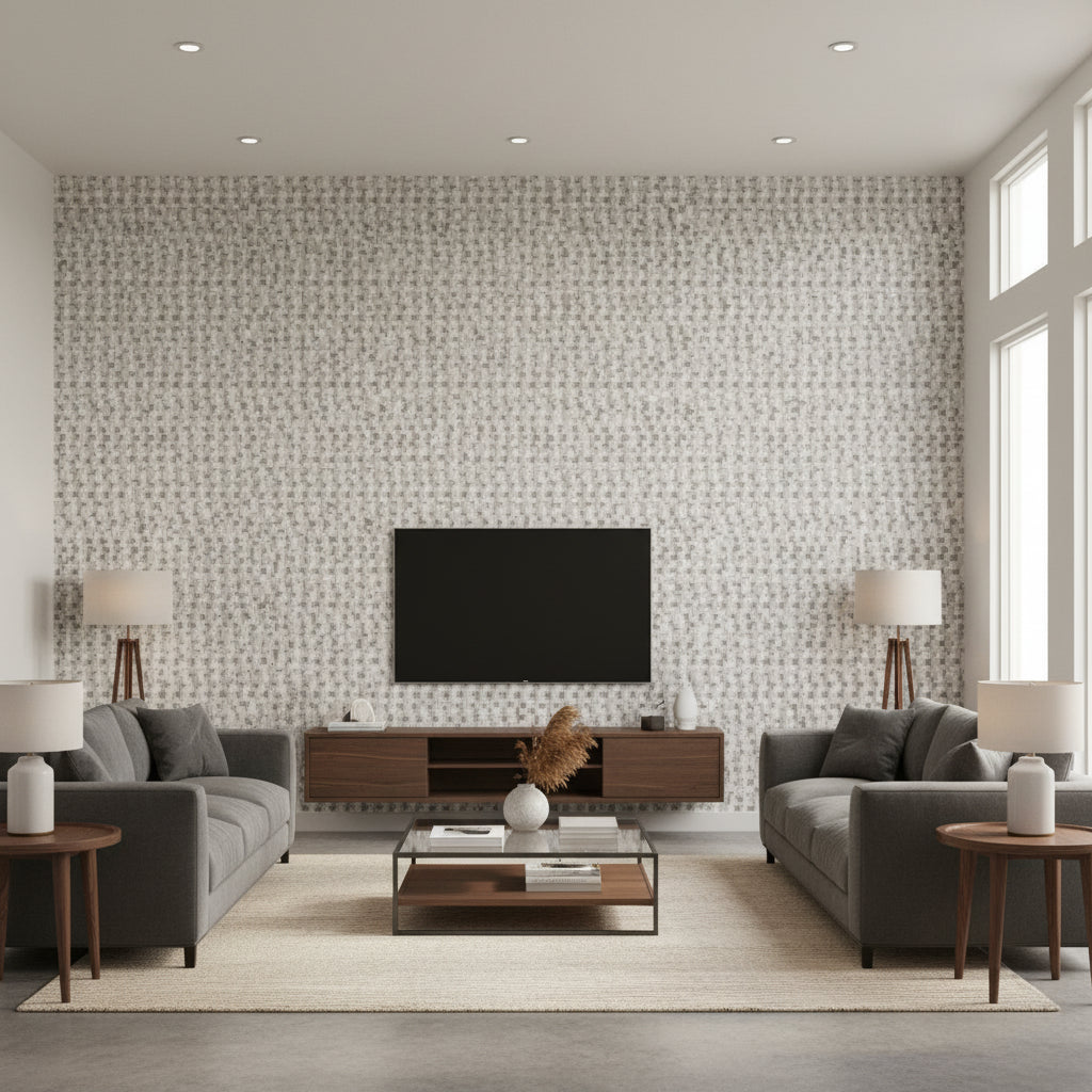 Arnaud Birch | Romo - Living Room Visualization (AI-generated, may not be to scale. Verify pattern scale with product specifications.)