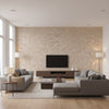 Lucidato Cappuccino | Romo - Living Room Visualization (AI-generated, may not be to scale. Verify pattern scale with product specifications.)