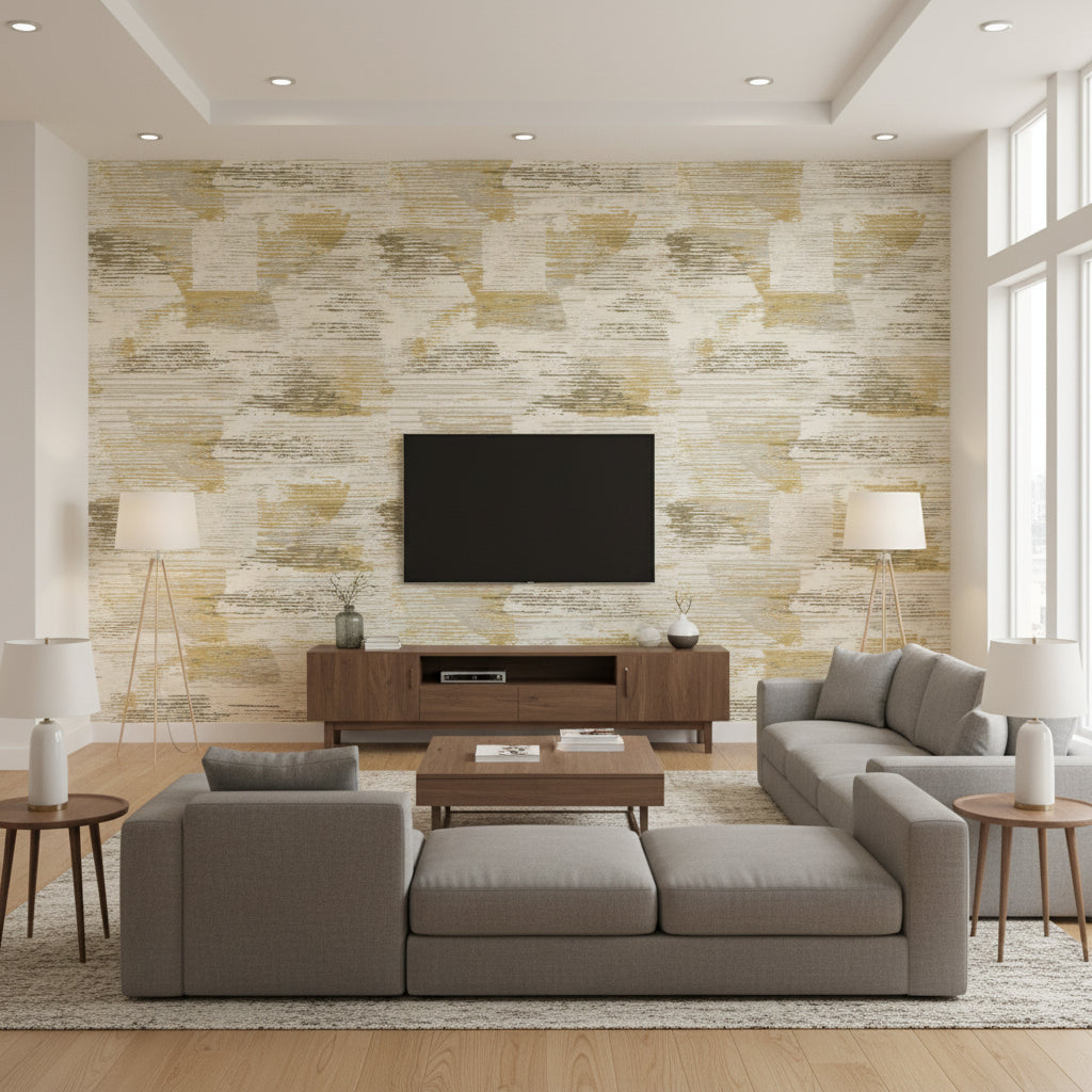 Hockley Lustre | Romo - Living Room Visualization (AI-generated, may not be to scale. Verify pattern scale with product specifications.)