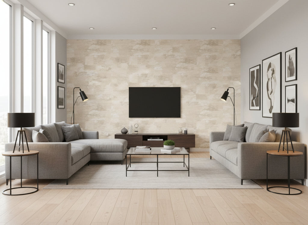 Hockley Jasmine | Romo - Living Room Visualization (AI-generated, may not be to scale. Verify pattern scale with product specifications.)