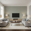 Chandbali Wide Sage | Romo - Living Room Visualization (AI-generated, may not be to scale. Verify pattern scale with product specifications.)