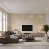 Raval Gold | Romo - Living Room Visualization (AI-generated, may not be to scale. Verify pattern scale with product specifications.)
