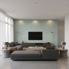 Naples Wide Verdigris | Romo - Living Room Visualization (AI-generated, may not be to scale. Verify pattern scale with product specifications.)