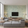 Temperate Verdigris | Romo - Living Room Visualization (AI-generated, may not be to scale. Verify pattern scale with product specifications.)