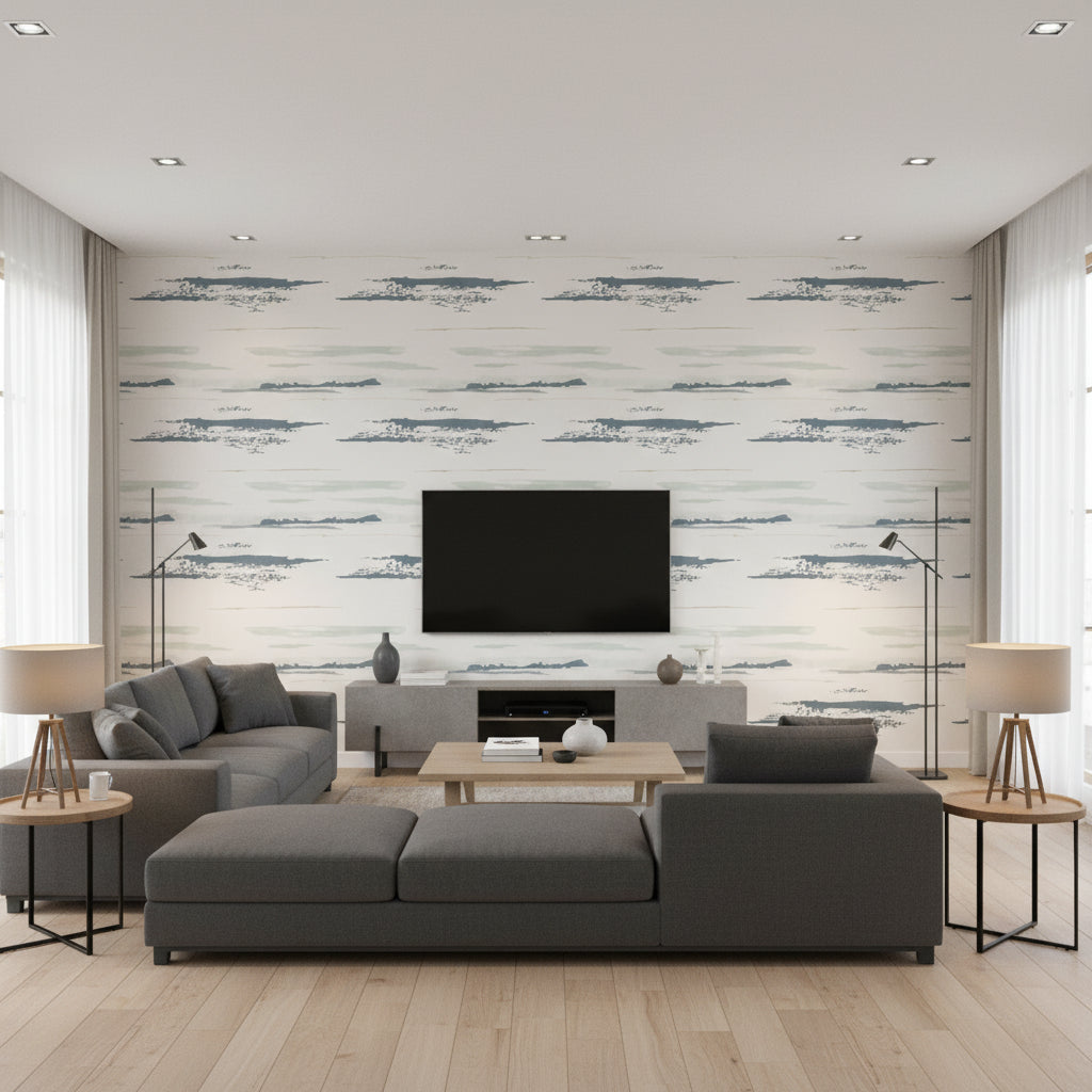 Taiga Alpine | Romo - Living Room Visualization (AI-generated, may not be to scale. Verify pattern scale with product specifications.)