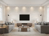 Heath Ice | Romo - Living Room Visualization (AI-generated, may not be to scale. Verify pattern scale with product specifications.)