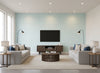 Speckle light blue | Romo - Living Room Visualization (AI-generated, may not be to scale. Verify pattern scale with product specifications.)