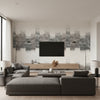 Shift Wall Mural Silica | Romo - Living Room Visualization (AI-generated, may not be to scale. Verify pattern scale with product specifications.)