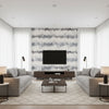 Ombre Celadon | Romo - Living Room Visualization (AI-generated, may not be to scale. Verify pattern scale with product specifications.)