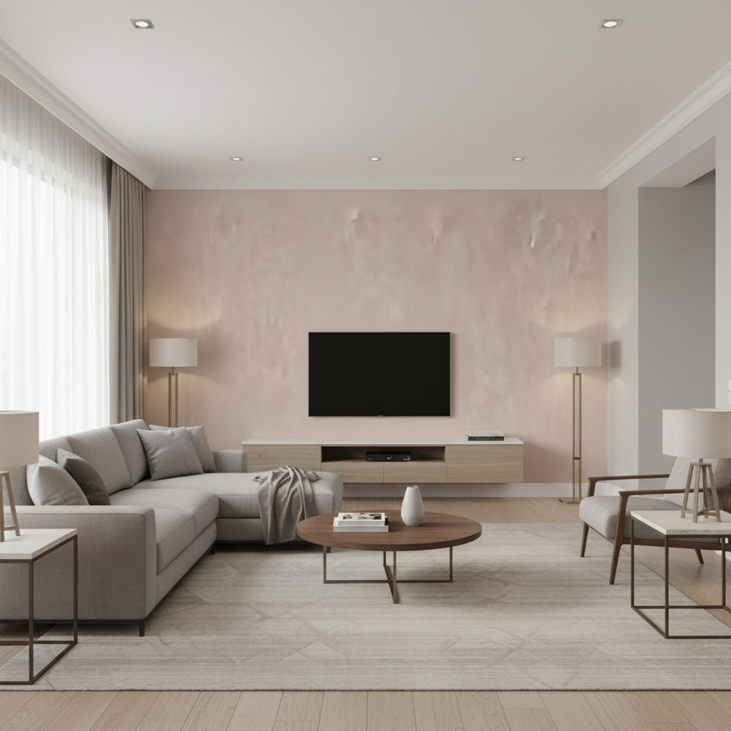 Daze Moorland | Romo - Living Room Visualization (AI-generated, may not be to scale. Verify pattern scale with product specifications.)