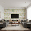 Garden Grow Wall Border | Romo - Living Room Visualization (AI-generated, may not be to scale. Verify pattern scale with product specifications.)