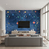 Deep Space Wall Mural | Romo - Living Room Visualization (AI-generated, may not be to scale. Verify pattern scale with product specifications.)