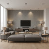 Opus Anthracite | Romo - Living Room Visualization (AI-generated, may not be to scale. Verify pattern scale with product specifications.)