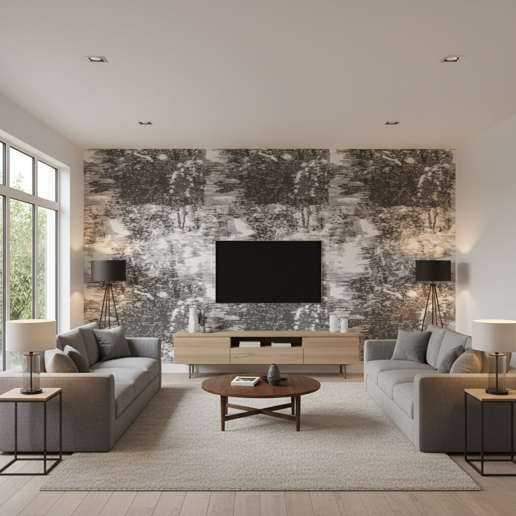 Mitoku Avocet | Romo - Living Room Visualization (AI-generated, may not be to scale. Verify pattern scale with product specifications.)
